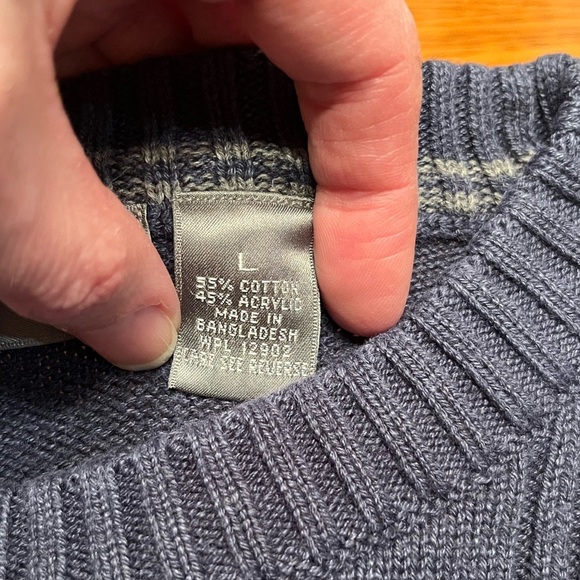 Oscar de la Renta Blue/Yellow/White Windowpane Front Crewneck Sweater Size L - Picture 6 of 6